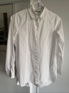 stradivarius White Long-Sleeve Men's Button Shirt